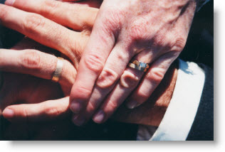  Married hands showing the wedding rings