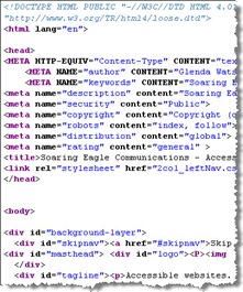 A sample of HTML code