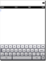Screen shot of the typing mode in Proloque2Go on the iPad